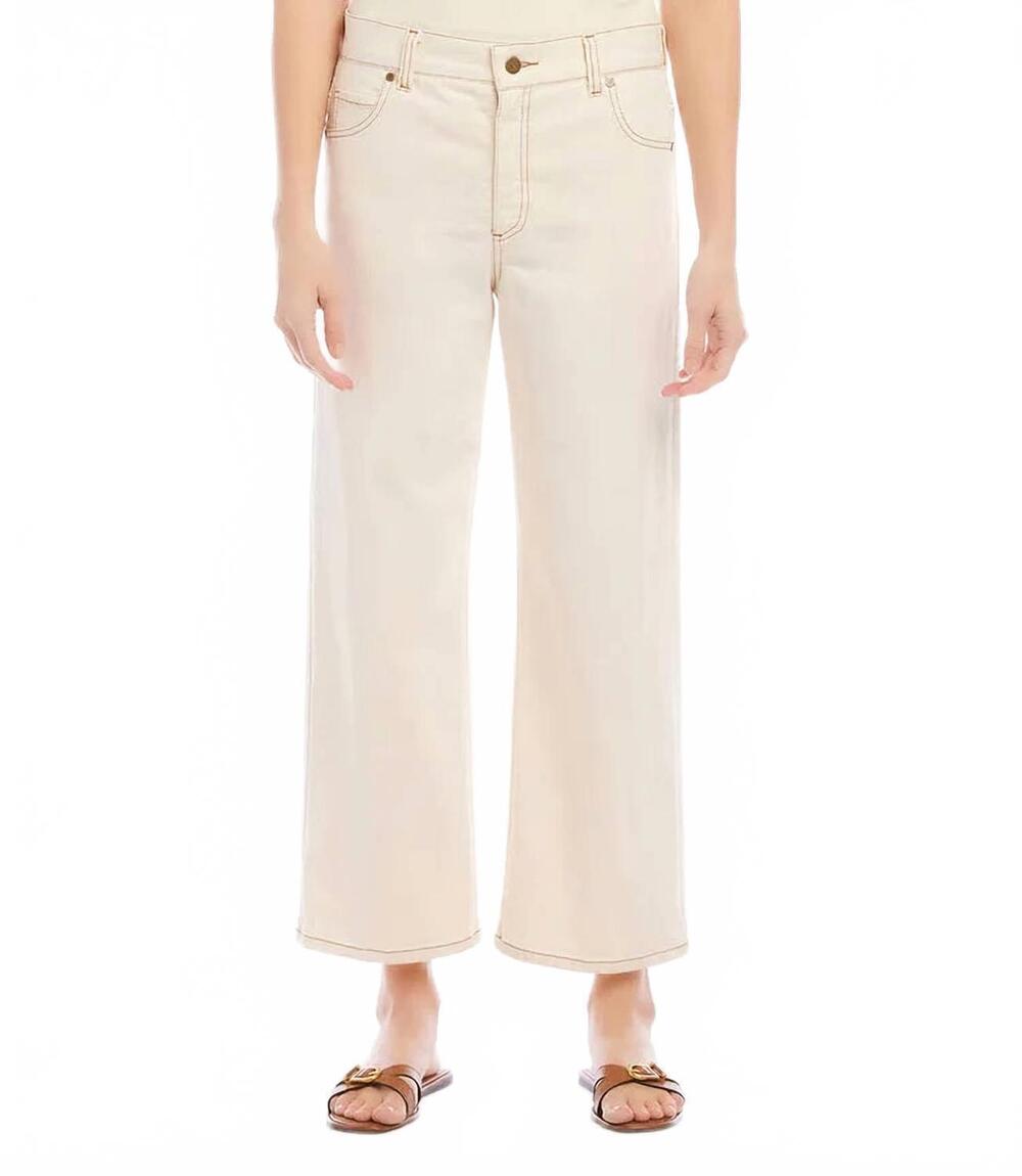 NEW KAREN KANE naomi cropped wide leg jeans in natural